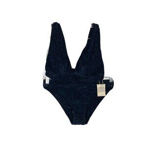 Byron Bay Swim Black Tonal Daisies Bikini Bathing Suit 8 New 2 Piece